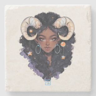 Create Your Own African American Woman Capricorn Stone Coaster