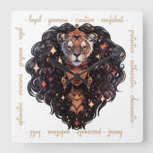 Create Your Own African American Woman Leo Square Wall Clock