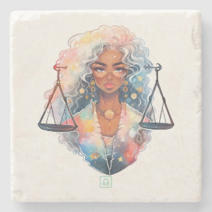 Create Your Own African American Woman Libra Stone Coaster
