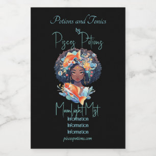Create Your Own African American Woman Pisces Wine Label