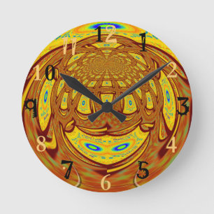 Create your own African Traditional Golden Colour Round Clock