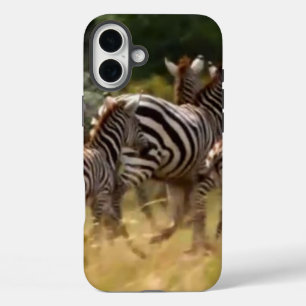 Create Your Own African Zebra On the Run iPhone 16 Plus Case