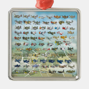 create your own airplane caricature metal ornament
