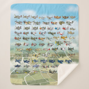 create your own airplane caricature sherpa blanket