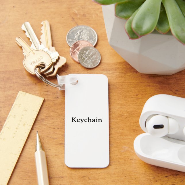 Create Your Own Aluminium Rectangle 1.25" x 3" Key Ring (Desk)