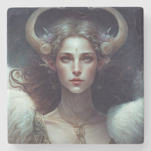 Create Your Own Aries Sun Sign Zodiac Goddess Stone Coaster