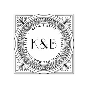 Create Your Own Art Deco Wooden Address Rubber Stamp