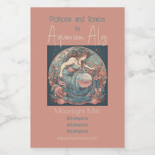 Create Your Own Art Nouveau Aquarius Zodiac Wine Label