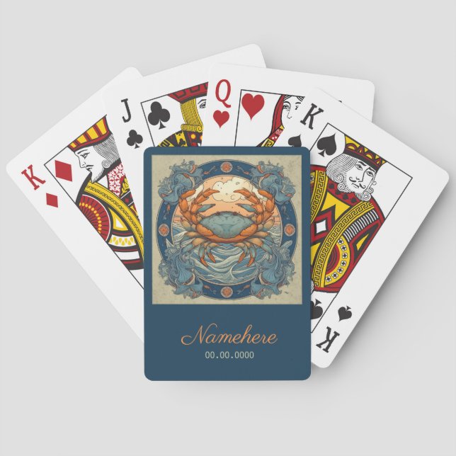 Create Your Own Art Nouveau Cancer Zodiac Playing Cards (Back)