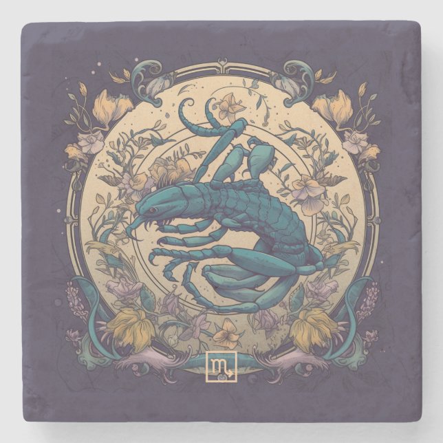 Create Your Own Art Nouveau Scorpio Stone Coaster (Front)