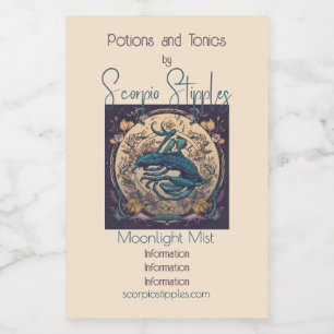 Create Your Own Art Nouveau Scorpio Zodiac Wine Label