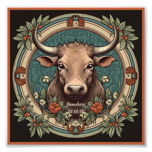 Create Your Own Art Nouveau Taurus Zodiac Photo Print (Front)