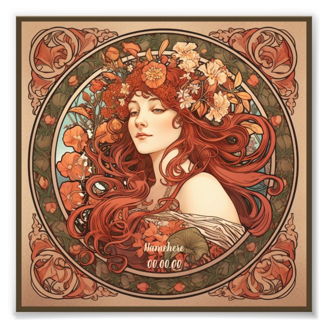 Create Your Own Art Nouveau Virgo Zodiac Photo Print (Front)
