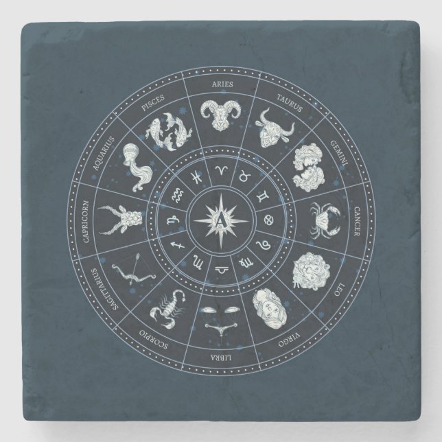 Create Your Own Astrological Zodiac Wheel Stone Coaster (Front)