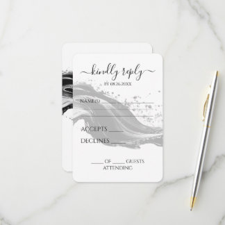 Create Your Own B&W Flowing Ink Calligraphy RSVP Card