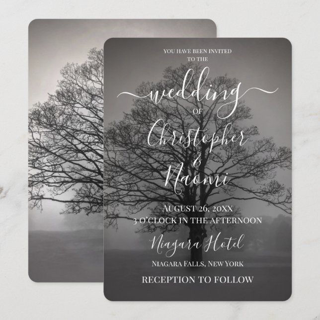 Create Your Own B&W Tree Silhouette Invitation (Front/Back)