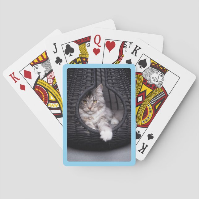 Create Your Own Baby Blue Border Photo Playing Cards (Back)
