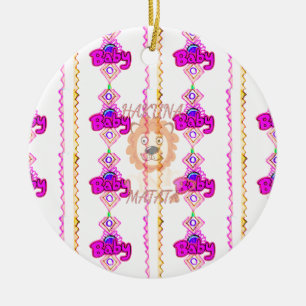 Create Your Own Baby Fun Lion Cub Text Design Ceramic Tree Decoration