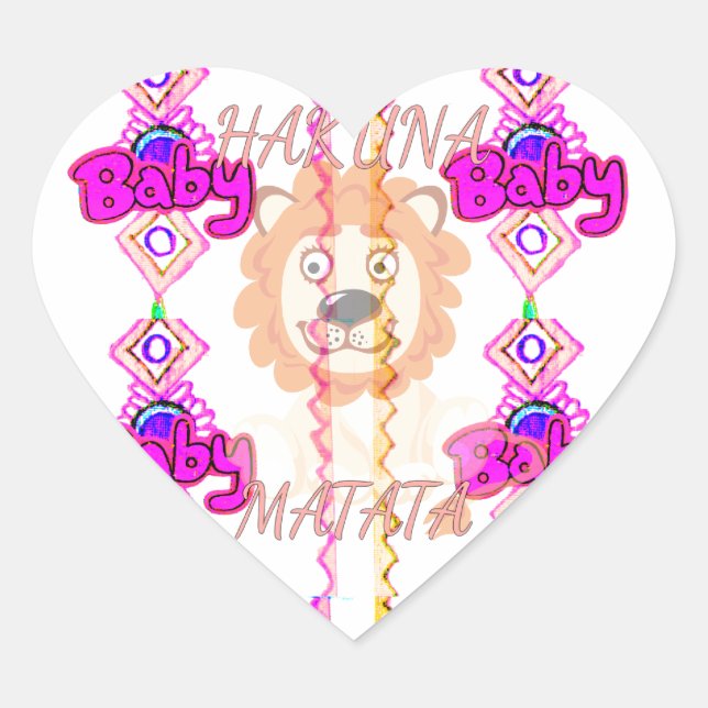 Create Your Own Baby Fun Lion Cub Text Design Heart Sticker (Front)