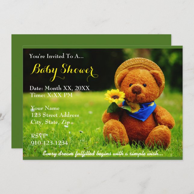 Create Your Own Baby Shower Invitation (Front/Back)
