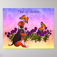 Create Your Own Beagle Puppy Butterflies Flowers