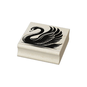 Create Your Own Beautiful Feathery Black Swan Rubber Stamp