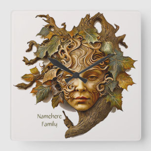 Create Your Own Beautiful Golden Dryad Square Wall Clock