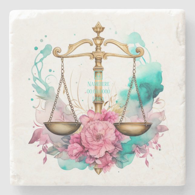 Create Your Own Beautiful Libra Zodiac Stone Coaster (Front)