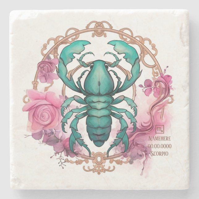 Create Your Own Beautiful Scorpio Zodiac Stone Coaster (Front)