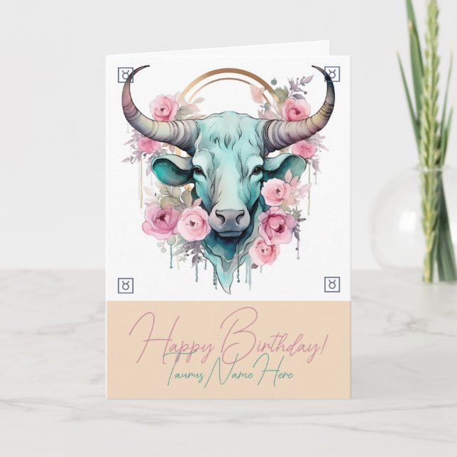 Create Your Own Beautiful Taurus Zodiac Holiday Card (Front)