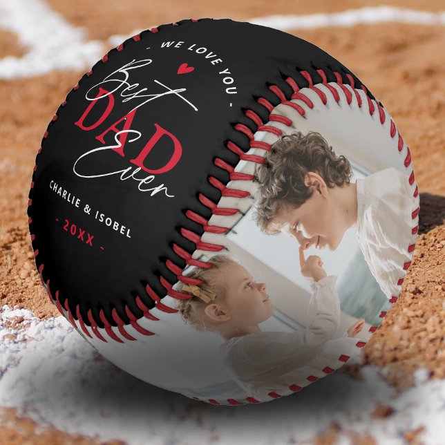 Create Your Own 'Best Dad Ever' 2 Photo Keepsake Baseball (Creator Uploaded)