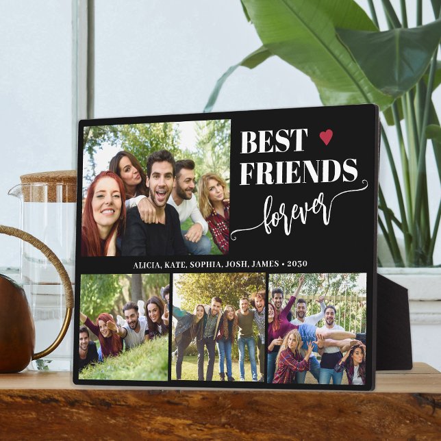Create your own best friends 4 photo collage black plaque (Creator Uploaded)