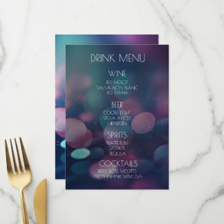 Create Your Own Big Blue Pink Bokeh Drink Menu