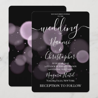 Create Your Own Big Bold Bokeh on Black Wedding Invitation