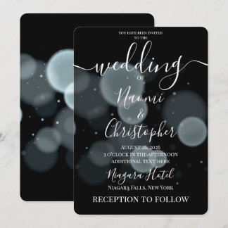 Create Your Own Big Bold Bokeh on Black Wedding Invitation