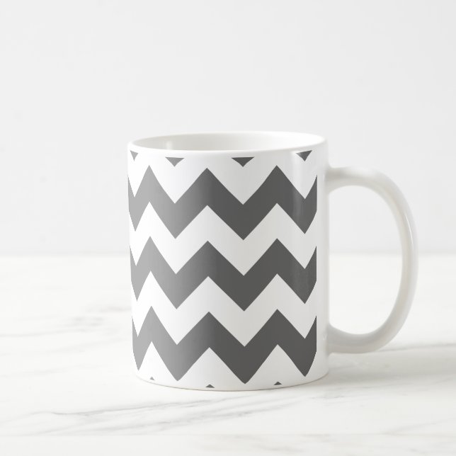 Create Your Own Big Charcoal Zigzag Pattern Coffee Mug (Right)
