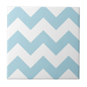 Create Your Own Big Light Blue Zigzag Pattern Ceramic Tile