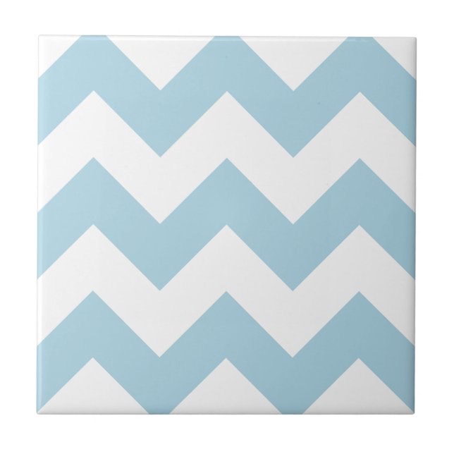 Create Your Own Big Light Blue Zigzag Pattern Ceramic Tile (Front)