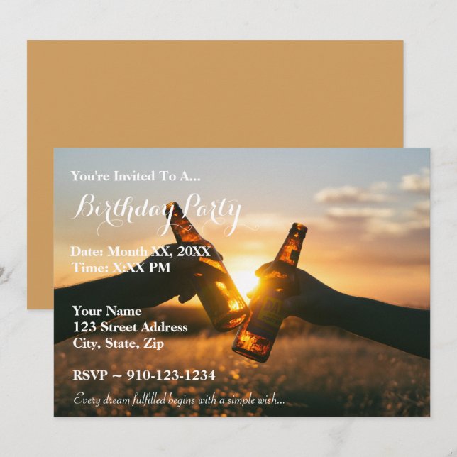 Create Your Own Birthday Beer Party Invitation (Front/Back)