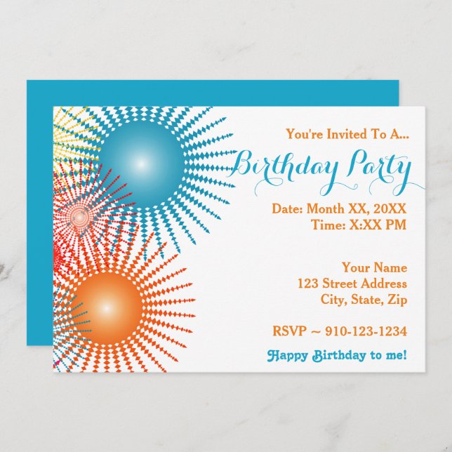 Create Your Own Birthday Party Invitation (Front/Back)