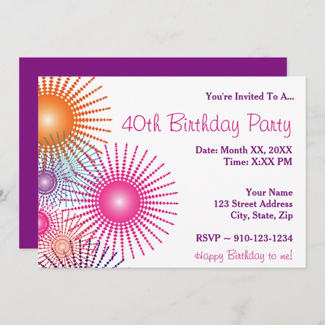 Create Your Own Birthday Party Invitation (Front/Back)