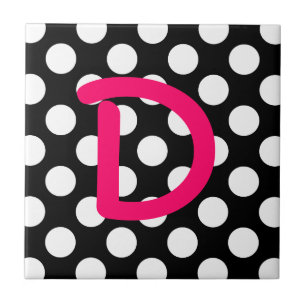 Create Your Own Black and White Polka Dot Monogram Tile