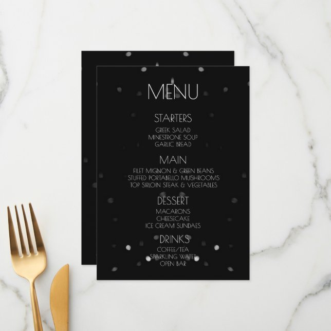 Create Your Own - Black Bokeh Menu (Front/Back In Situ)