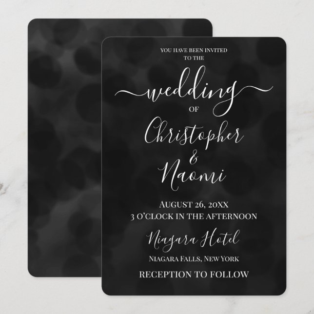 Create Your Own Black Bubbles Wedding Invitation (Front/Back)