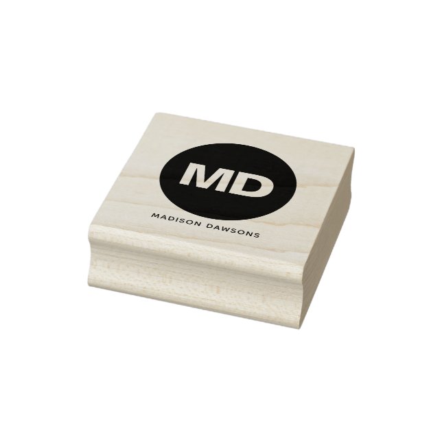 Create your own Black Circle Monogram Bold Custom Rubber Stamp (Stamp)