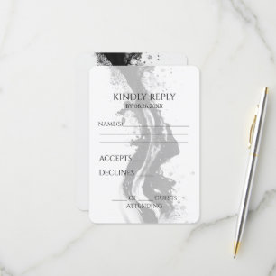Create Your Own Black Flowing Ink Spill RSVP Card