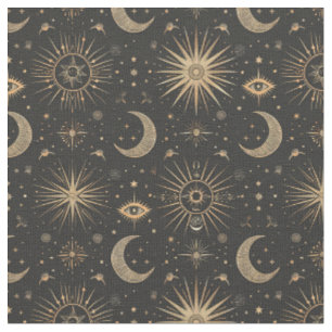 Create Your Own Black & Gold Celestial Magical Eye Fabric