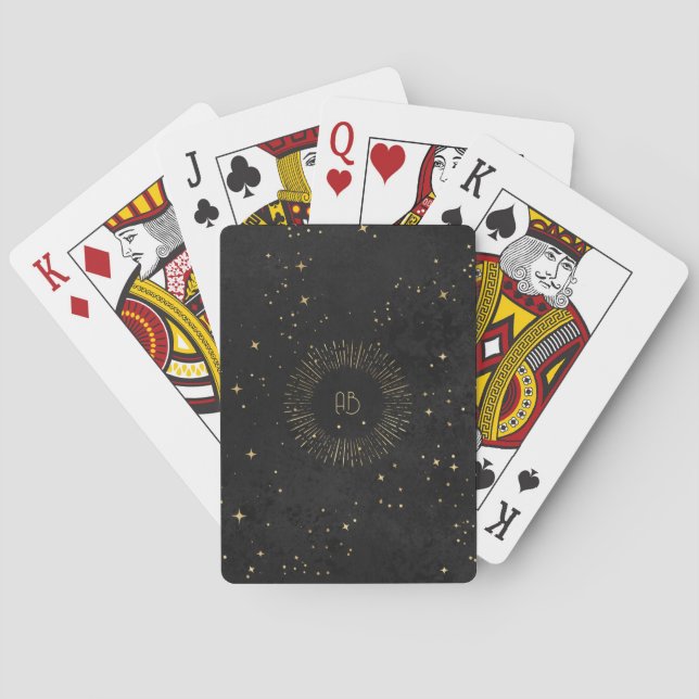 Create Your Own Black & Gold Celestial Mandala Playing Cards (Back)