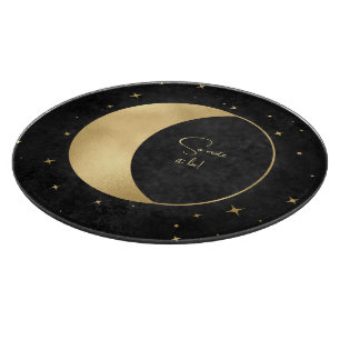 Create Your Own Black & Gold Crescent Full Moon Cutting Board