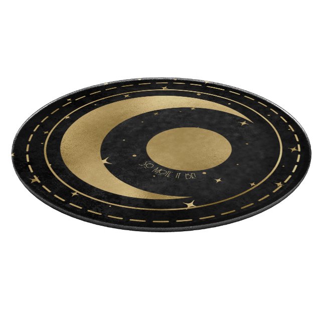 Create Your Own Black & Gold Crescent Moon Planet Cutting Board (Corner)